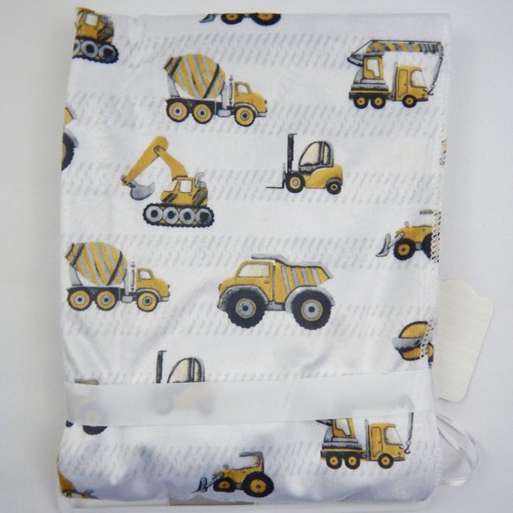 Construction Zone Dump Truck Baby Blanket Bulldozer Cement Tow Minky Lovey Soft - Picture 2 of 8